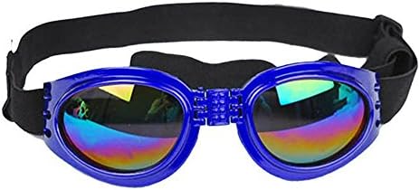 Eogro Dog Sunglasses Cute Fashion Foldable Waterproof UV Protection Dog Goggles with Adjustable Strap for Small,Medium, Large Breeds (Blue)