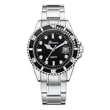 Sansee Männer Mode Edelstahl Datum Sport Quartz Analog Armbanduhr - GONEWA Herren Kalenderuhr GON001 (schwarz)