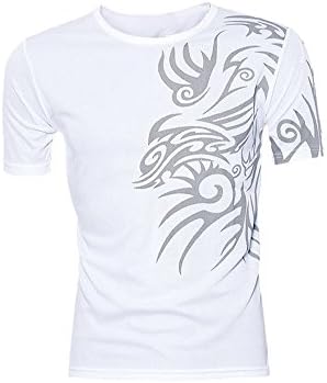 DOOXIUNDI New T Shirts For Men Novelty Dragon Printing Tatoo Male O Neck T Shirts (L, white)