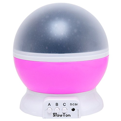 Sternenhimmel Projektor, SlowTon Projektor Lampe 360 Grad Romantische Stimmung Stern-Nachtlicht-Lampen-Raum Rotierende Nachttischlampe 4 LED Wulst für Baby-Kinderzimmer Schlafzimmer Kinderzimmer Kinder Zimmer, Hochzeit, Geburtstag, Parteien mit USB Kabel, Rosa - 7