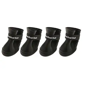 Magideal Waterproof Rain Snow Rubber Outdoor Boots for Pet Dog Puppy Cat (Black, XXL) - Set of 4 Pieces