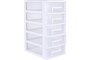 SAFIGLE Rangement en plastique avec 5 tiroirs Organisateur de rangement en plastique avec tiroirs Organiseur de bureau peu encombrant pour petits outils de bricolage