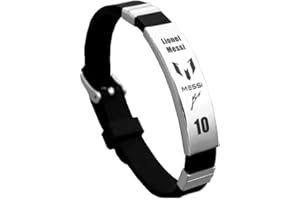 GAUEIOUR Messi10 - Pulsera de estrella de fútbol, pulsera deportiva de silicona de acero inoxidable, regalo de joyería para fanáticos del fútbol Messi10, pulsera de estrella de fútbol, Adjustable,