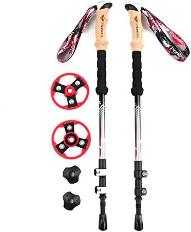 AireLibre 100% Carbon Fiber Trekking Poles Folding Walking Stick Cane Non Slip Lightweight Alpenstock Extending 65-135 cm with with Ergonomic Soft EVA Sweat Free Grips and Durable Fabric Straps (Black and Grey)