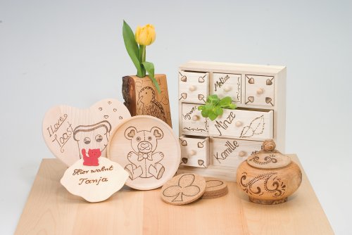 Pebaro 0269 – Bastelset Brandmalen, mit Brennspitzen und Stempeln und 2 Sperrholzplatten - 3