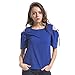 Produktbild Deloito Damen Mode Lässig Bluse Hemd Pure Farbe Kurze Ärmel Tee Shirt Sommer Chiffon Hemden Tops (Blau,XXX-Large)