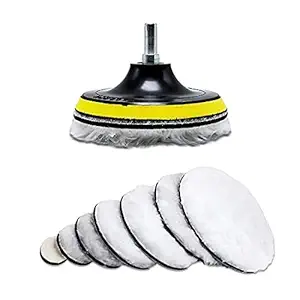 DIY Crafts Car Polisher Polishing Pad Sponge Buff Buffing with Drill Adapter Waxing Auto Repair Cleaning Tools Accessories Kit (Only Felt Pad) (2 Pcs, 3
