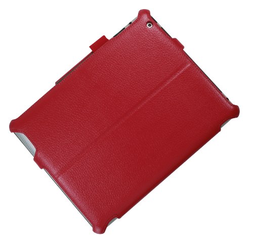 iPad 4 Hülle & iPad 3 Hülle | Smart Cover aufstellbar | Handschlaufe & Stylus-Halterung Luxus Leder für Apple Tablet 9 7 Zoll | Original Adento Marken-Design | Rot - 5