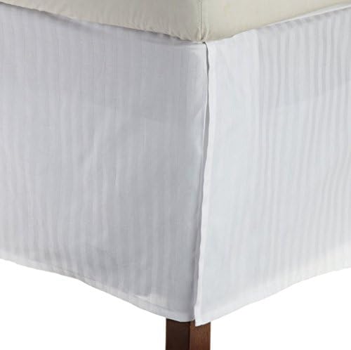 British Choice Linen Egyptian Cotton 600-Thread-Count Sateen Small Double Size 1 Qty Bed Skirt (+33 CM) Pocket Depth Only, White Stripe