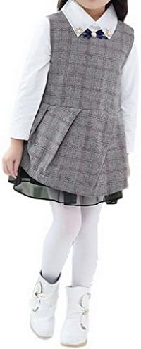 Jixin4you Girl Lace Sleeveless Woolen Weskit Party Dress Grey Asia 100 Bust 64cm