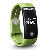 POLLIX - Fitness Armband Uhr mit Pulsmesser u Schrittzähler, Activity Tracker IPX7 Wasserdicht Sport- Pulsuhr mit Musiksteuerung, Anruf, SMS, FB, Whatsapp Benachrichtigungen für iOS Android