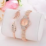 Lnyy Damen Armband Stahl Armband einstellen Uhr