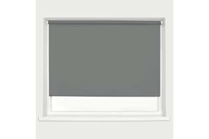 CAECUS Dark Grey Blackout Roller Blind Metal Fittings Trimmable UV Protection Thermal Properties Premium Fabric Home Office Bedroom Kids Room Child Safe Easy Fit Grey 60cm Width x 160cm Drop