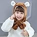 Produktbild KJNHL Winter Padded Hat Kinder Cartoon Hase Ohren Warm Warm Mit Kapuze Schal   Kaffee Hut