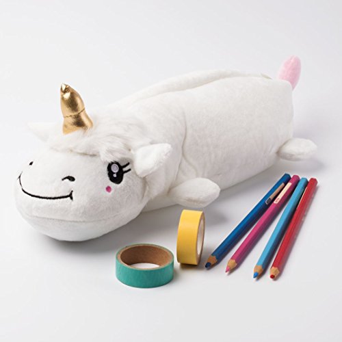 Katara 1825 Estuche Escolar de Peluche Plumier de L  pices Unicornio  Blanco