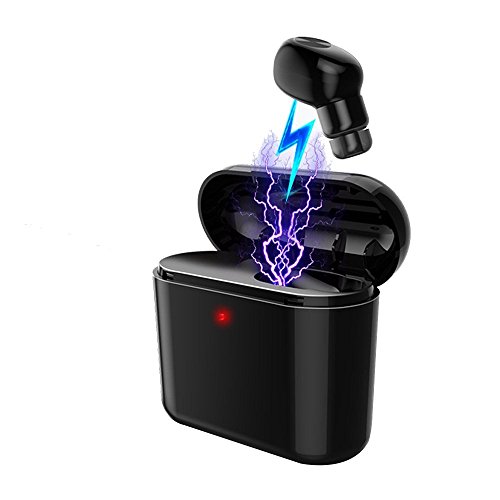 SooNDAR - Auriculares inalámbricos Deportivos con Bluetooth (8 Horas de conversación, micrófono HD, micrófono Integrado, Pantalla de Potencia, una Pieza con Base de Carga), Color Negro