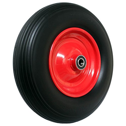 Pannensicheres Schubkarrenrad, Vollgummi-Reifen mit Präzisions-Kugellager, Universal Schubkarren-Reifen PU auf Stahlfelge mit 150 kg Traglast - 4
