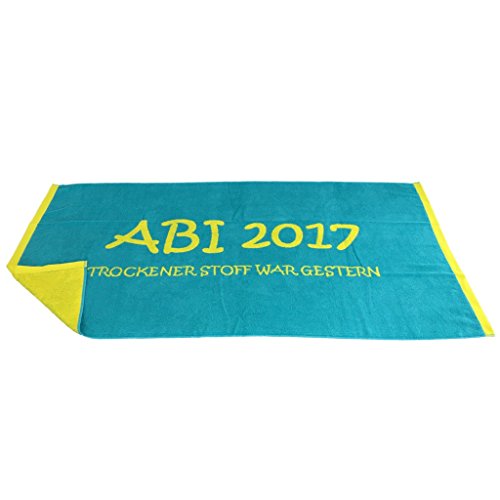 Jacquard Strandlaken Strandtuch ABI 2017 türkis lime aus Baumwolle 80×160 Schulabschluss Abitur Geschenkartikel - 2