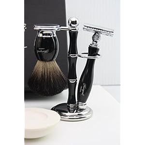 Black Badger Hair Shaving Set In Black Set Contains Shaving Brush, De Safety Razor Shaving Brush & Razor Holder, Shaving… - Image 3