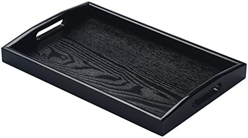 JPcraft Black Rectangle Wooden Serving Tray, 28x40cm
