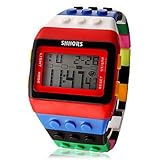 FENKOO Unisex Regenbogen Digital-Armbanduhr