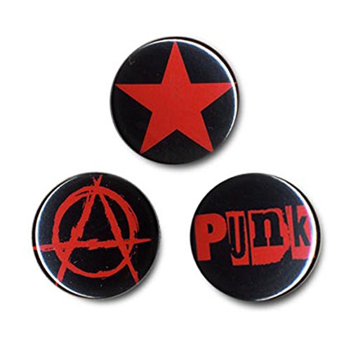 Preisvergleich Produktbild Anarchopunk Button 3er Set - Anstecker - Lizenziertes Originaldesign - LOGOSHIRT