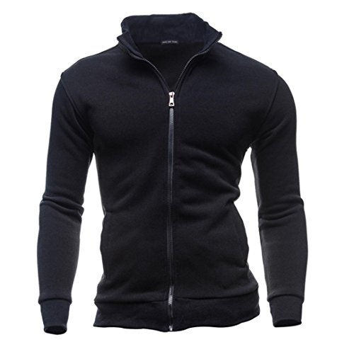 Preisvergleich Produktbild Kapuzenpullover VENMO Herren Freizeit Sport Strickjacke Wintermantel Zipper Sweatshirts Jacke Herren Übergangsjacke StehkragenHerren Steppjacke Wärmejacke Parka Gesteppt Winterjacke (XL, Black)