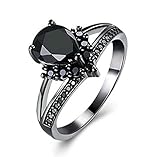 Adisaer Edelstahl Ringe Frauen Ring Damen Gold Titanring Edelstahl Damen Ring 14K Vergoldet Schwarz Hohl Dreieck Tropfen Zirkonia Schwarz Größe 52 (16.6) Geburtstag Süß Ring Für Frauen