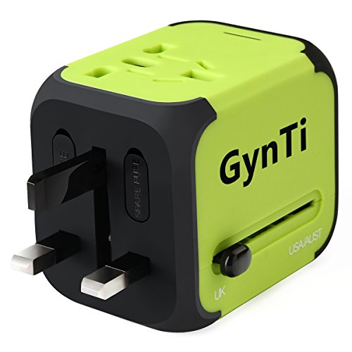 Universal Reiseadapter USB Ladegerät Ladeadapter für US UK AU EU multinationaler ladestecker universal Netzteil mit Dual USB und Schmelzsicherung (Grün) - 5