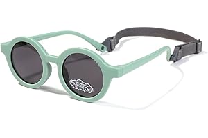 SXBCyan 0-36 Mois Bébé Lunettes De Soleil Rondes Polarisées Nuances En Caoutchouc Flexibles Avec Sangle For Tout-petit Nouveau-né Âges Du Nourrisson (Color : Green)