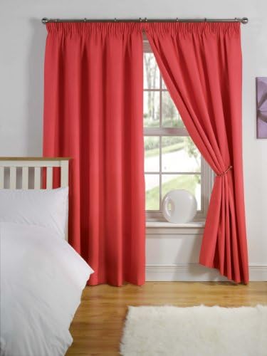 Simply Style Red Thermal Backed Readymade Curtain Pair 66x54in(167x137cm)