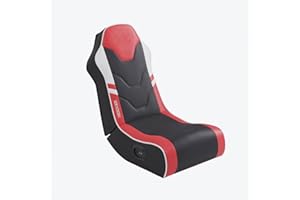 X-Rocker Shadow 2.0 Floor Rocker, Audio Console Gaming Chair - Headrest Speakers, Ergonomic Support, Folding Rocking Base, Wipe-Clean Faux Leather for Kids & Teens - Red