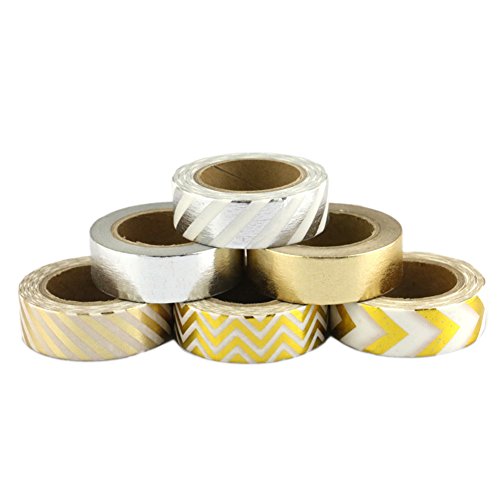 Très Chic Mailanda 6er Set Washi Tape Masking tape Klebeband Dekoband(C6) - 5