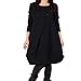 Produktbild Elecenty Minikleid Ballkleid Damen Partykleid RundhalsKleider Lose Abendkleid Lange Ärmel Frauen Kleid Jumper Übergröße Solide Kleider Kleidung (XXL, Schwarz)