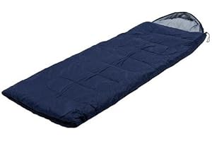 CAO C.A.O - Sac de Couchage Confort - Extérieur Polyester 190T, Doublure Pongee 190T, Remplissage Coton 300 g/m² - Bleu - Longueur 180 cm (+30 cm Capuche) - Largeur 75 cm