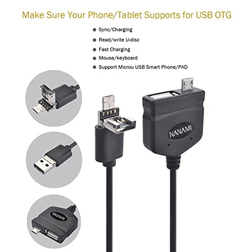 Neueste Multifunktionale USB 2.0 OTG Host Adapter Kabel Micro Ladekabel Datenkabel für Android Smartphones, PC und Tablets 1m (Schwarz) - 2