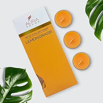 AuraDecor Pack of 10 Fragrance Tealight Candle || Spa Candle || Romantic Candle || Aroma Candle || Hand Poured (Lemon Grass)
