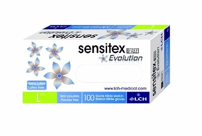 LCH Sensitex Gants Evolution en Nitrile Non Poudrés Taille 8/9 L Boîte de 100 Pièces
