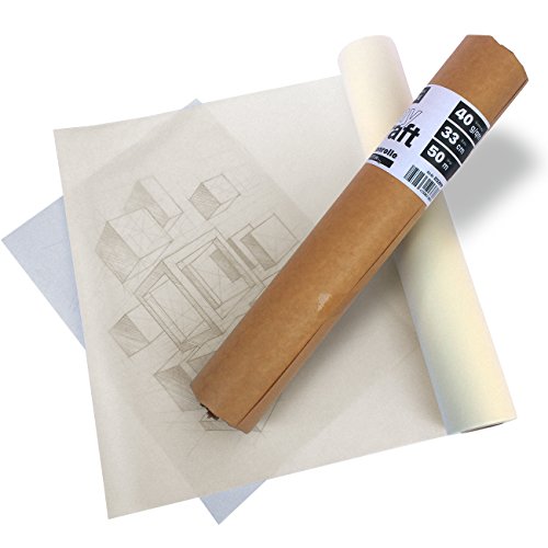 ZCE Skizzenpapier Rolle transparent - 40g/qm, 50m lang - 33cm breit - säurefrei myDraft Skizzenrolle
