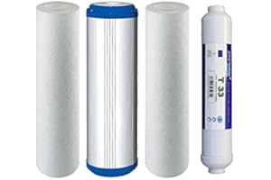PURWAY CRYSTAL GROUP Juego de 4 filtros de ósmosis inversa 10-PLAX-1-T33 para 5 niveles