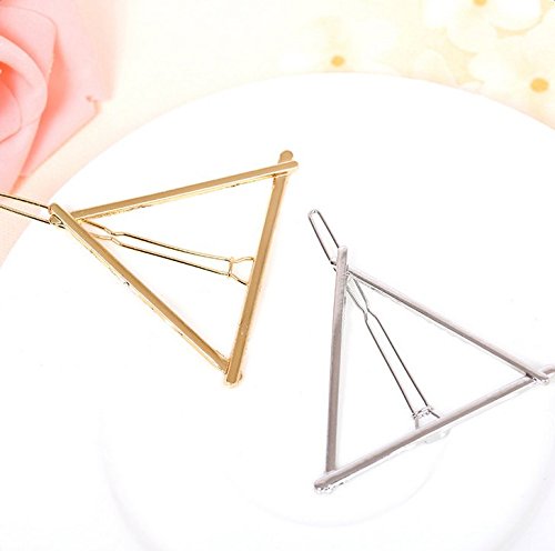 CINEEN 8 Stück Stilvoll Haarspange Metall Feder Blatt Haarklammern Dreieck Mond Geometrische Haarschmuck Kopfschmuck Haar Zubehör Gold und Silber - 5