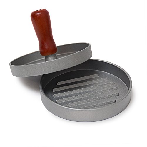 Relaxdays Burgerpresse, Aluminium, Antihaftbeschichtung, Home Grill, 11,5 cm, H x B x T: ca. 8 x 12 x 12 cm, grau - 5