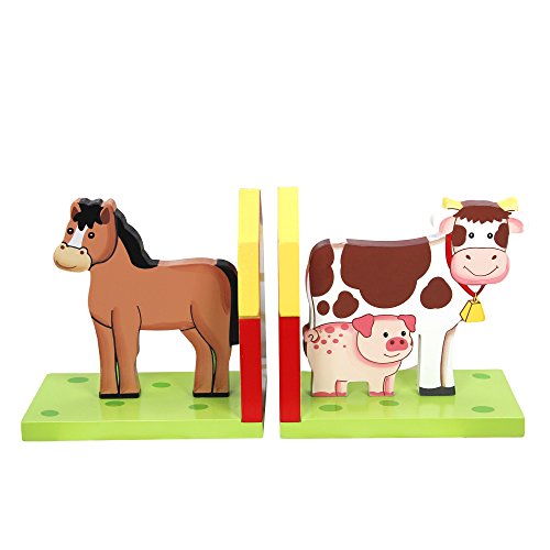 Fantasy Fields by Teamson Happy Farm Animal Childrens Wooden Kids Bookends Decoration Gift TD-11327A