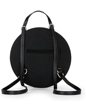 Qearly Mode Leder Hut Form Mini Schultertasche Klein Rucksack Freizeit Umhaengetasche-Schwarz