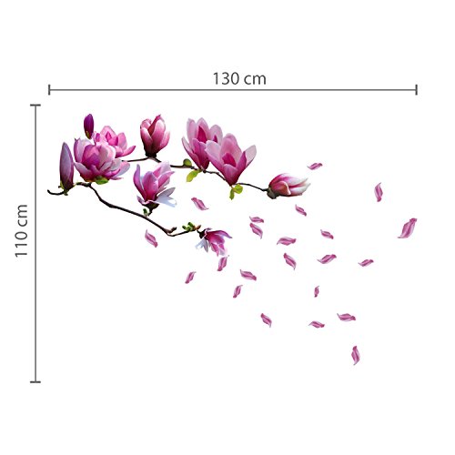 Walplus Wandsticker-Dekoration, große Blüten am Magnolienbaum - 3