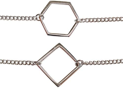 Simple Hollow Geometric Shape Solid 925 Sterling Silver Adjustable Bracelet Hexagon