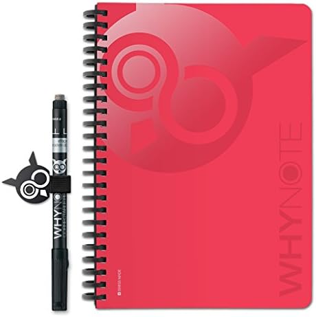 whynote® Infinitely Reusable whynote Book – Reusable Pad – Red A5 Notebook – The Notebook Erasable Note Pages Ruled Notebook With Erasable Pen to the water but don't touch the Write On Wipe Off Book