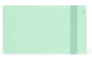Legami - Agenda hebdomadaire à l'album petit, Pastel Mint, 13 mois, de janvier 2026 à janvier 2027, format horizontal, fermeture avec élastique, poche finale, carnet d'adresses amovible, 14x8 cm
