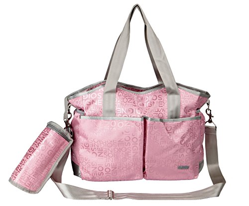 Yodo Versatile Baby Diaper Nappy Changing Bag with Insulated Feeding Bottle Holder, Pink