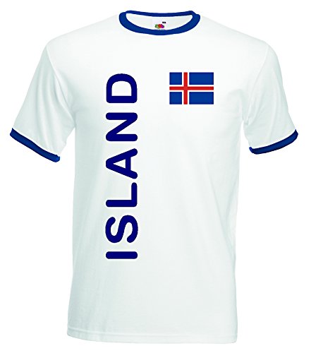 world-of-shirt Herren Retro T-Shirt Island Trikot EM 2016|weiss-XL